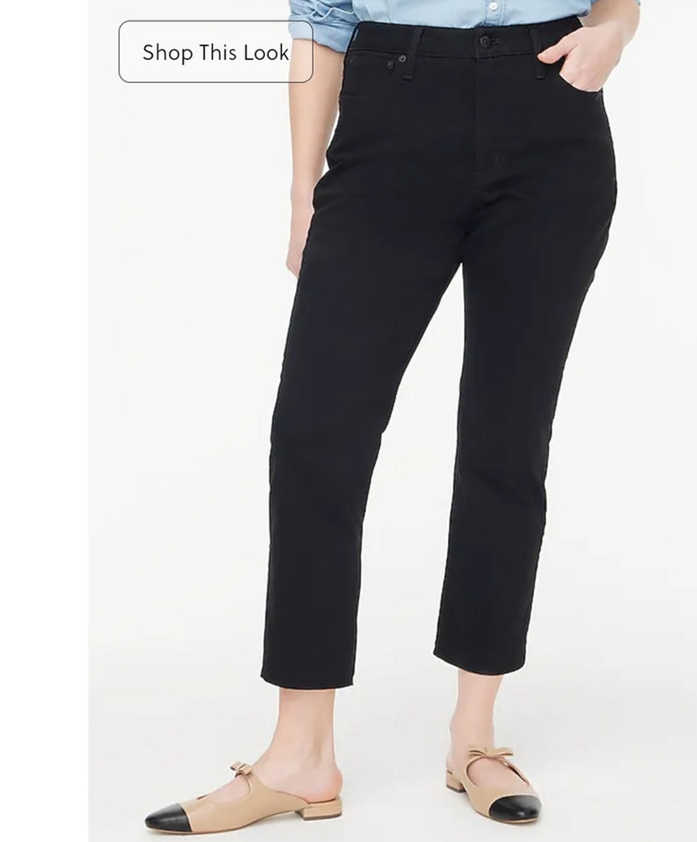 NWT J. Crew Curvy Essential Straight Black Jean In All-Day Stretch 29P